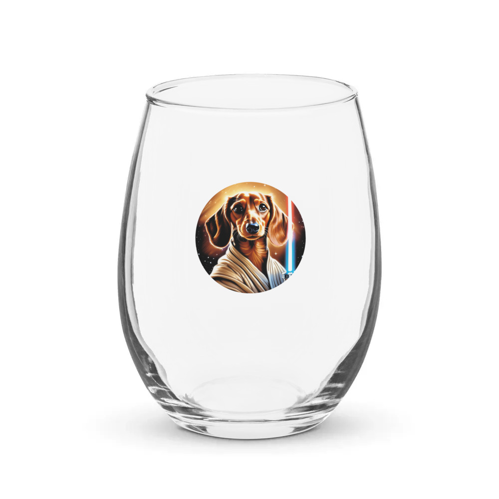 PugMug Custom Tan Dachshund Stemless Wine Glass