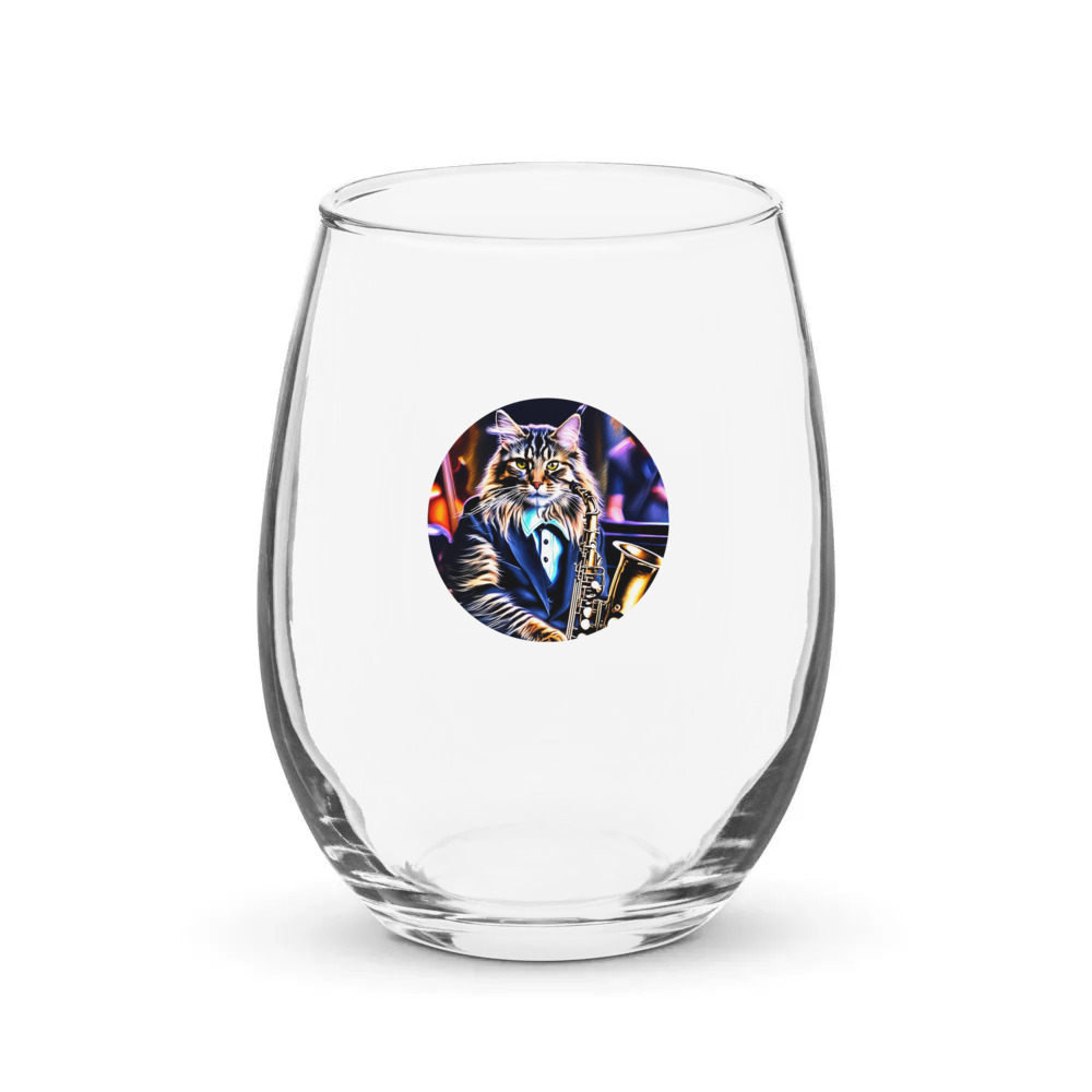 PugMug Custom Tabby Maine Coon Cat Stemless Wine Glass