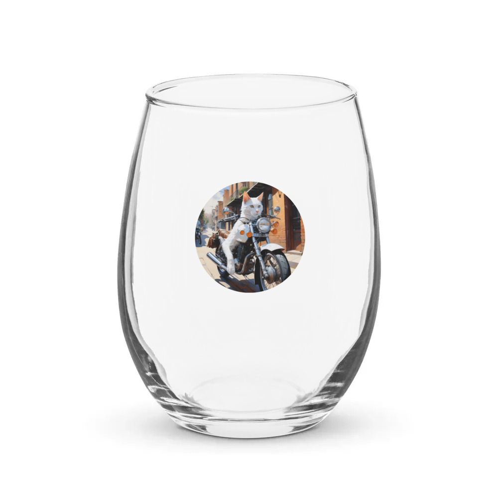 PugMug Custom White Companion Cat Stemless Wine Glass