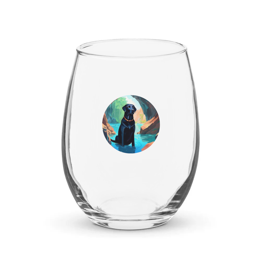 PugMug Custom Black Labrador Retriever Stemless Wine Glass