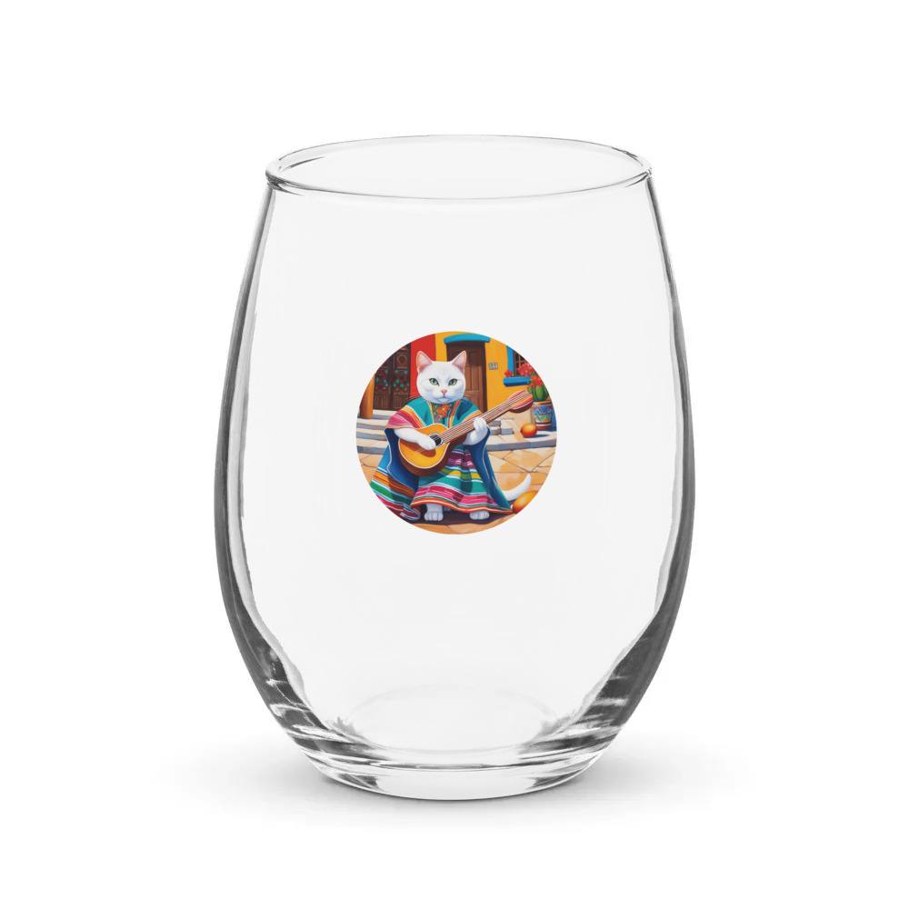 PugMug Custom White Companion Cat Stemless Wine Glass