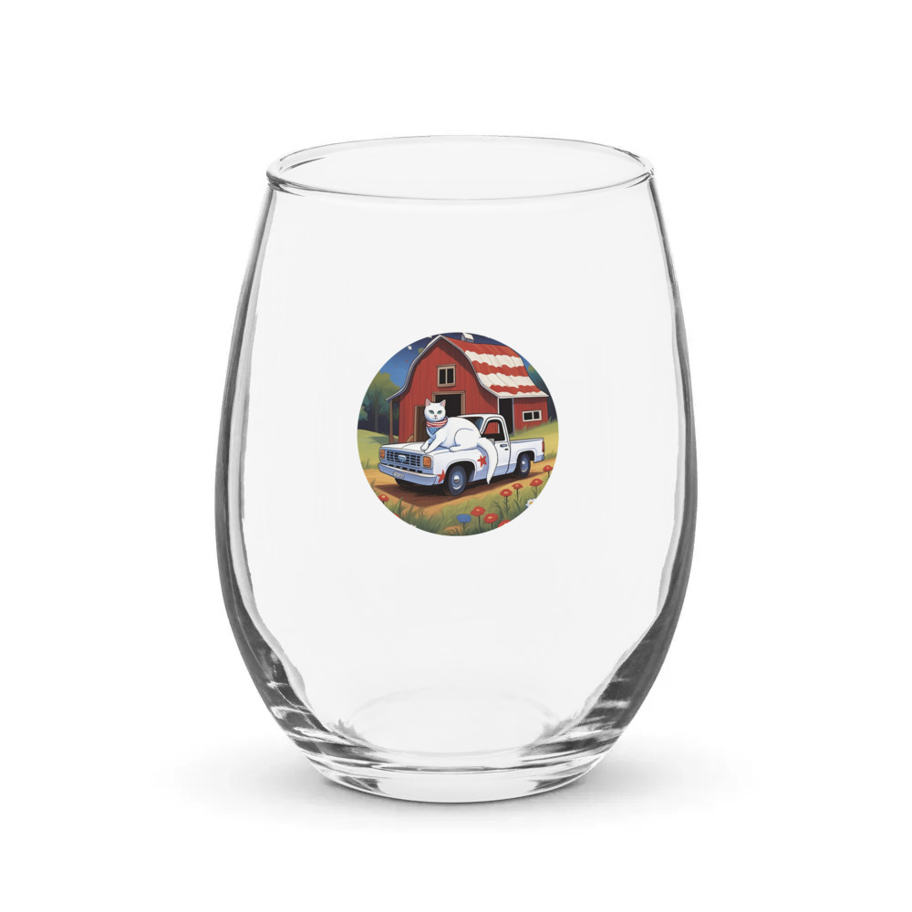 PugMug Custom White Companion Cat Stemless Wine Glass