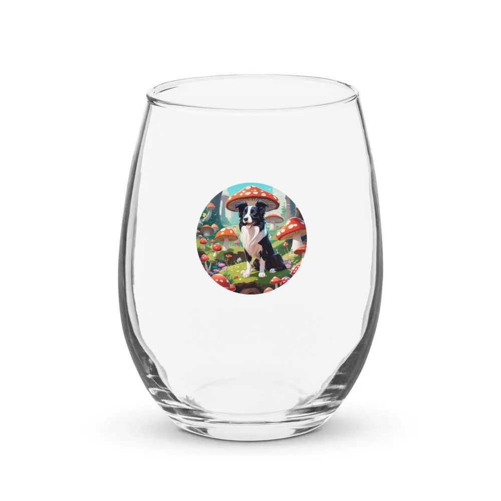 PugMug Custom Border Collie Stemless Wine Glass