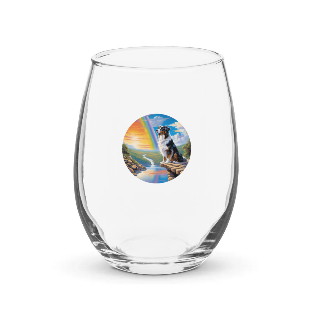 PugMug Custom Australian Shepherd Dog Stemless Wine Glass