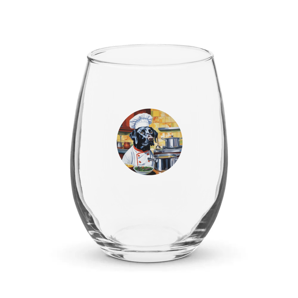 PugMug Custom Black Labrador Retriever Stemless Wine Glass