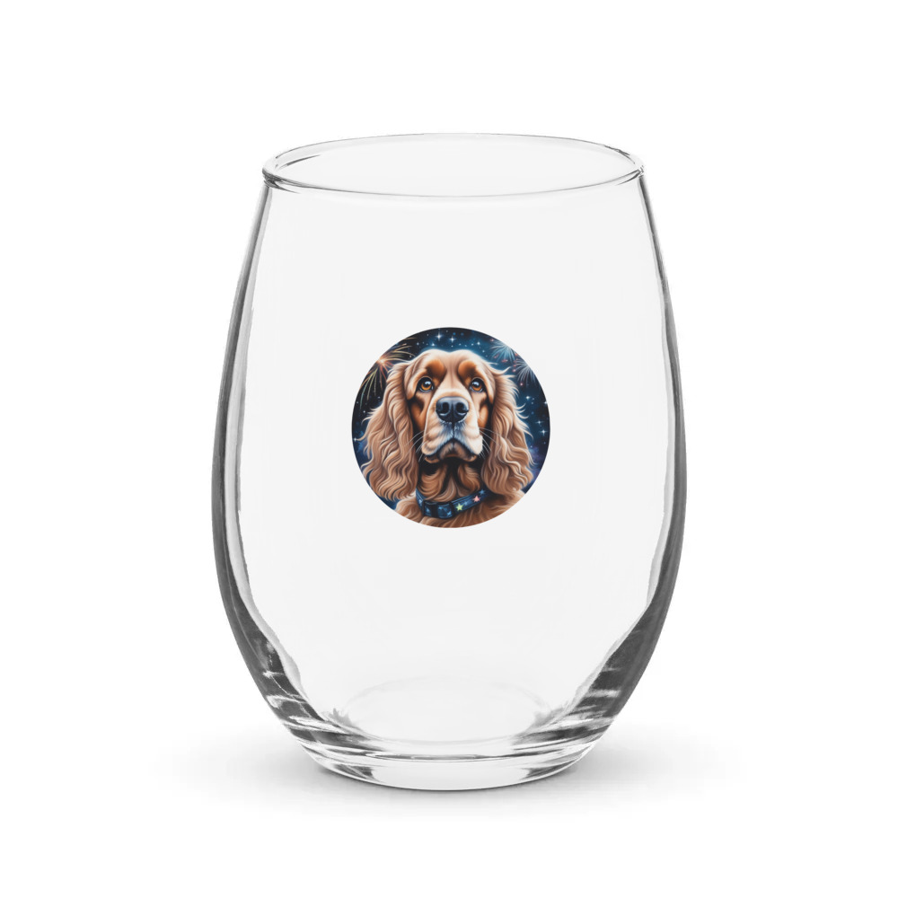PugMug Custom Cocker Spaniel Stemless Wine Glass