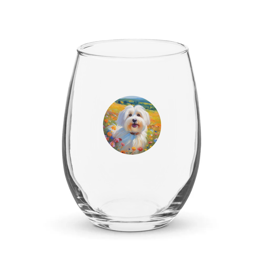 PugMug Custom White Havanese Dog Stemless Wine Glass