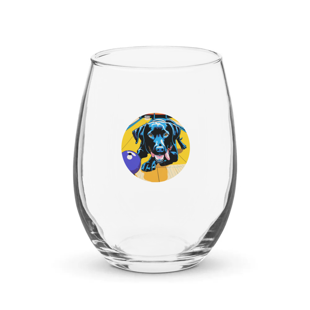 PugMug Custom Black Labrador Retriever Stemless Wine Glass