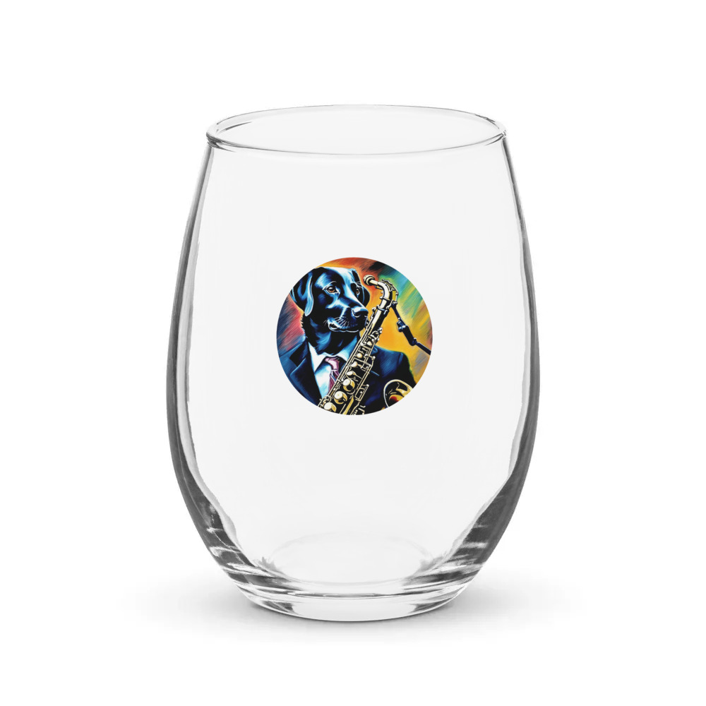 PugMug Custom Black Labrador Retriever Stemless Wine Glass