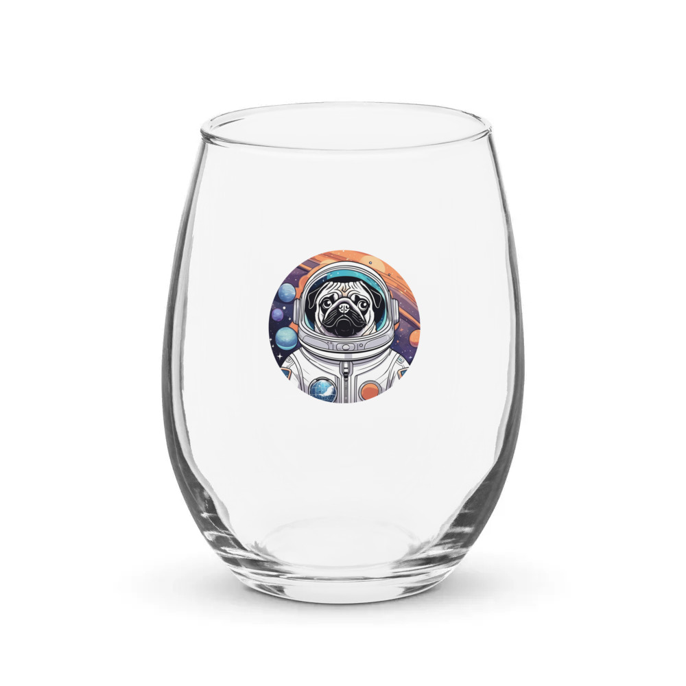 PugMug Custom Pug Stemless Wine Glass