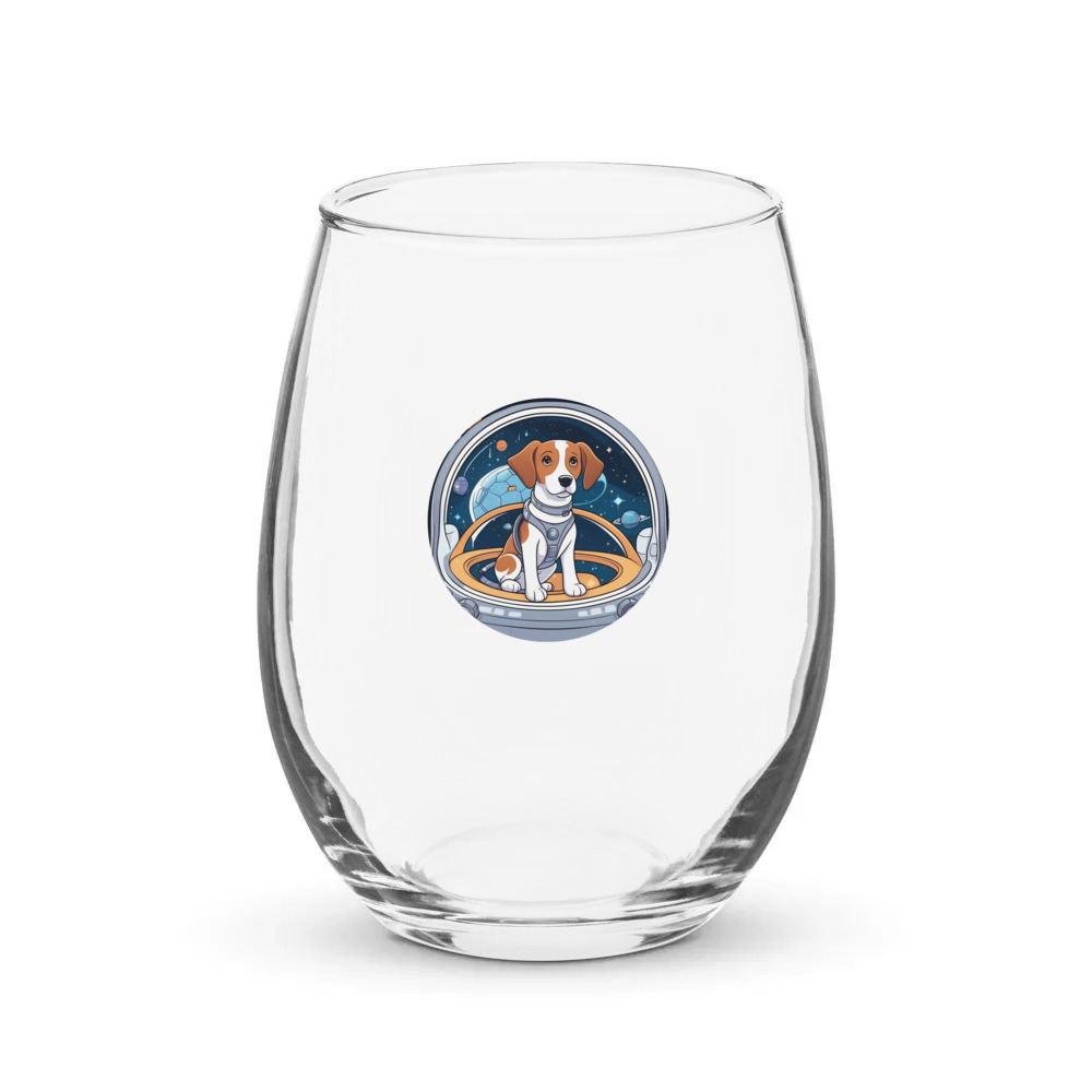 PugMug Custom Brittany Dog Stemless Wine Glass