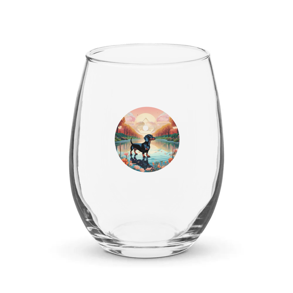 PugMug Custom Black Dachshund Stemless Wine Glass
