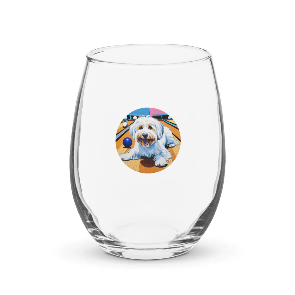 PugMug Custom White Havanese Dog Stemless Wine Glass