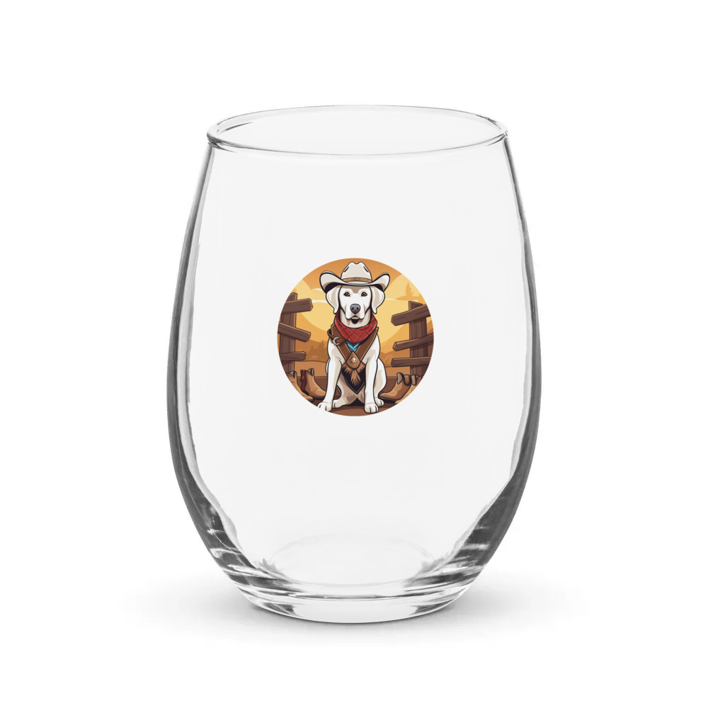 PugMug Custom White Labrador Retriever Stemless Wine Glass