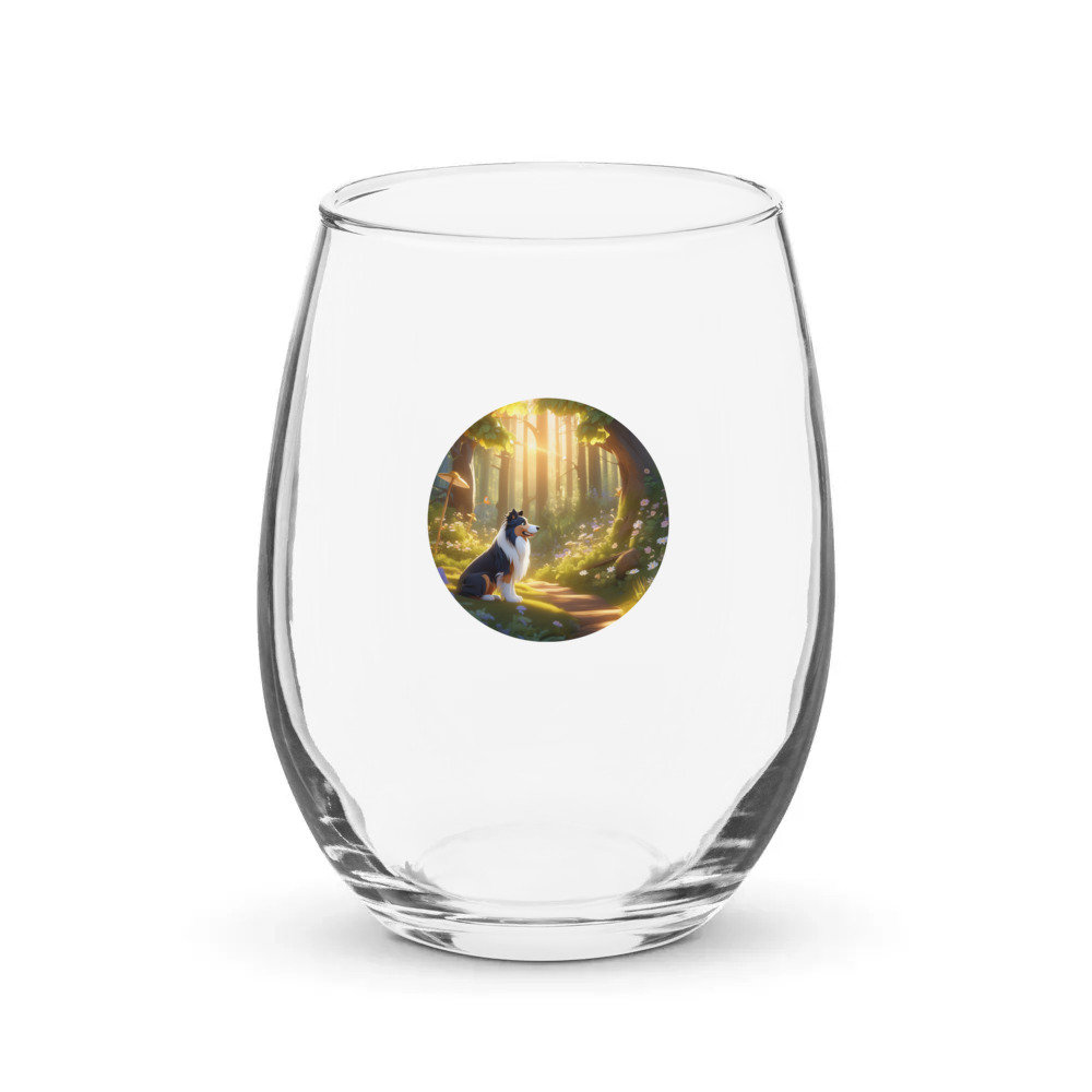 PugMug Custom Collie Stemless Wine Glass