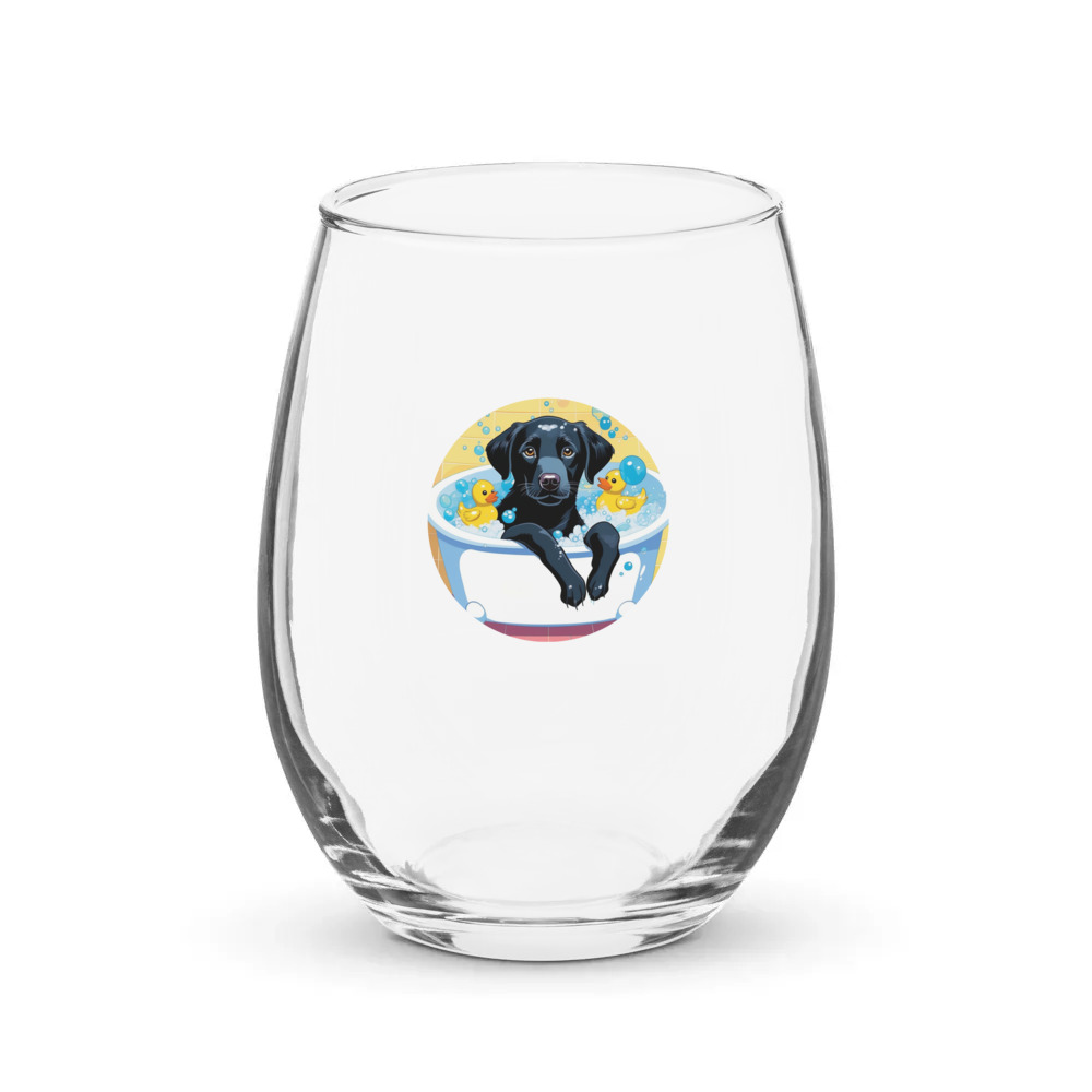 PugMug Custom Black Labrador Retriever Stemless Wine Glass