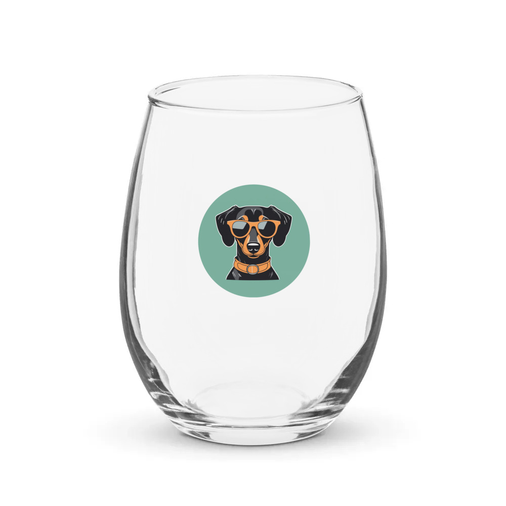 PugMug Custom Black Dachshund Stemless Wine Glass