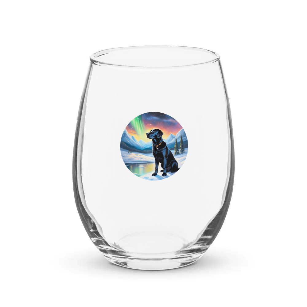 PugMug Custom Black Labrador Retriever Stemless Wine Glass