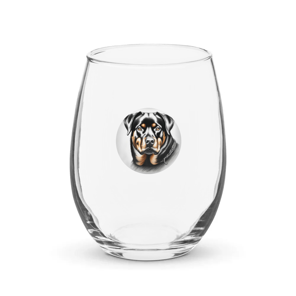 PugMug Custom Rottweiler Stemless Wine Glass