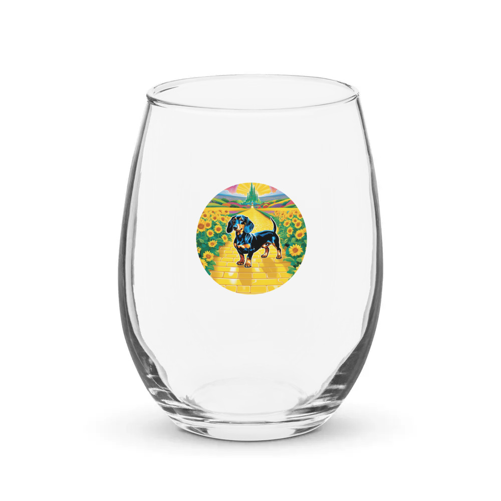 PugMug Custom Tan Dachshund Stemless Wine Glass