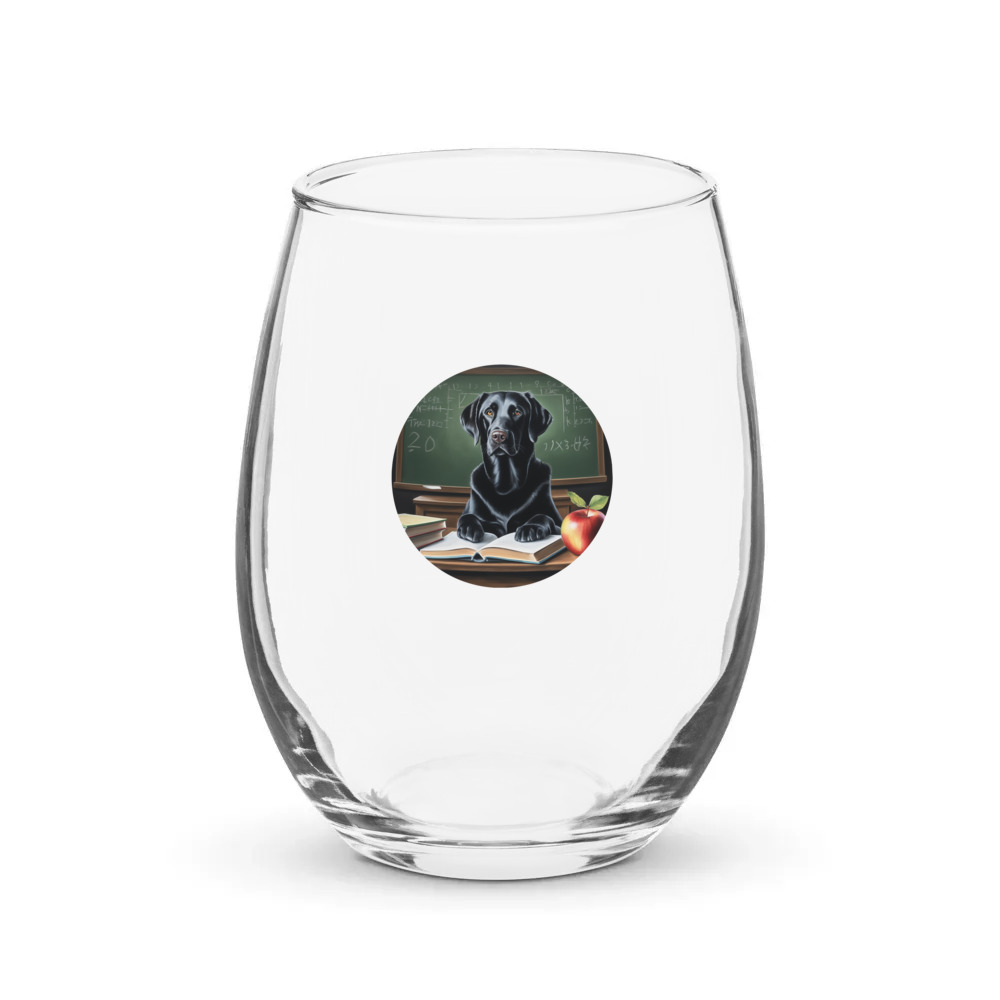 PugMug Custom Black Labrador Retriever Stemless Wine Glass
