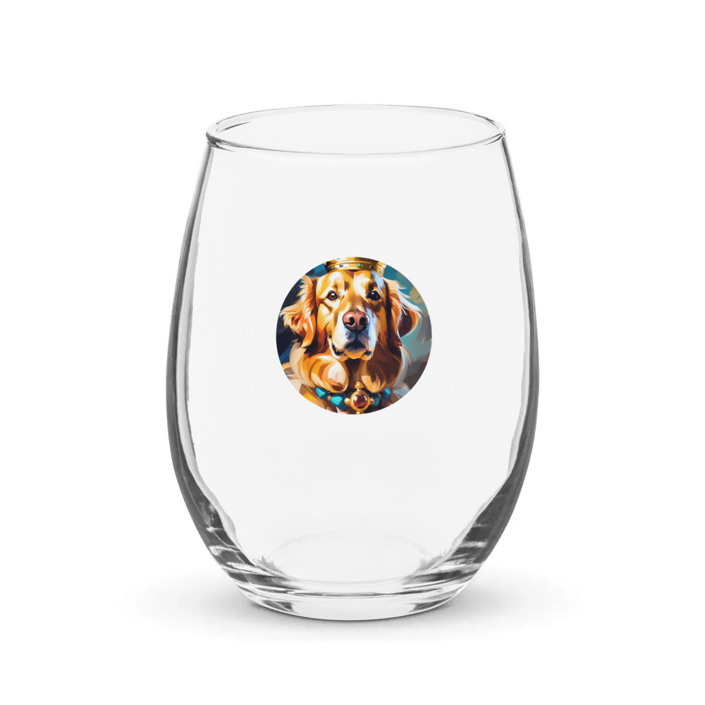 PugMug Custom Golden Retriever Stemless Wine Glass