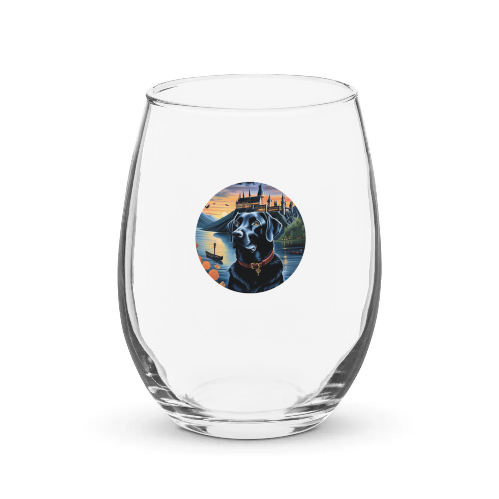 PugMug Custom Black Labrador Retriever Stemless Wine Glass