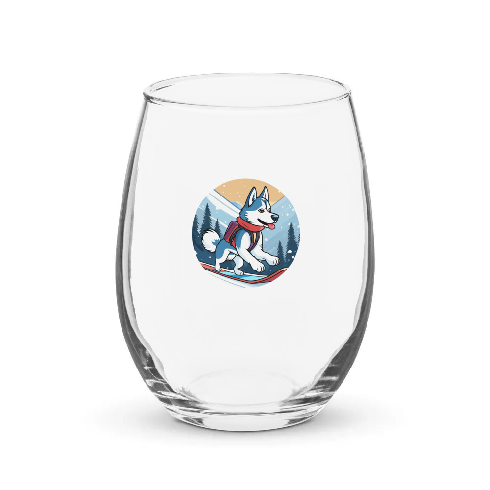 PugMug Custom Siberian Husky Stemless Wine Glass