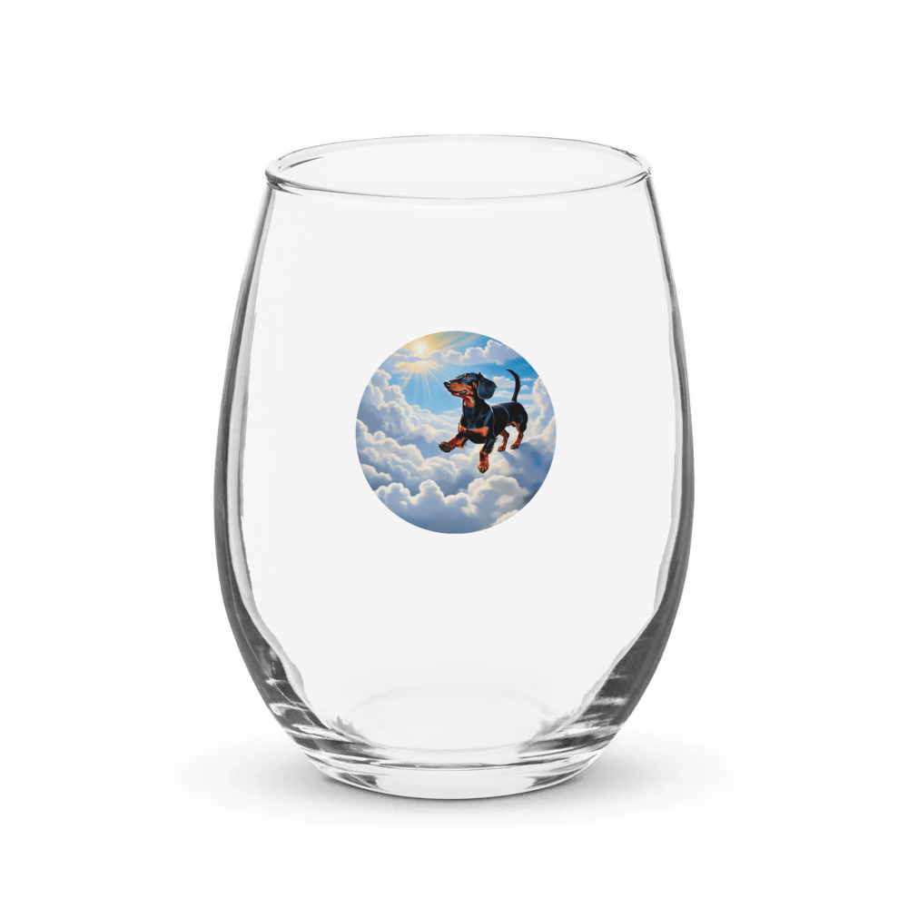 PugMug Custom Black Dachshund Stemless Wine Glass