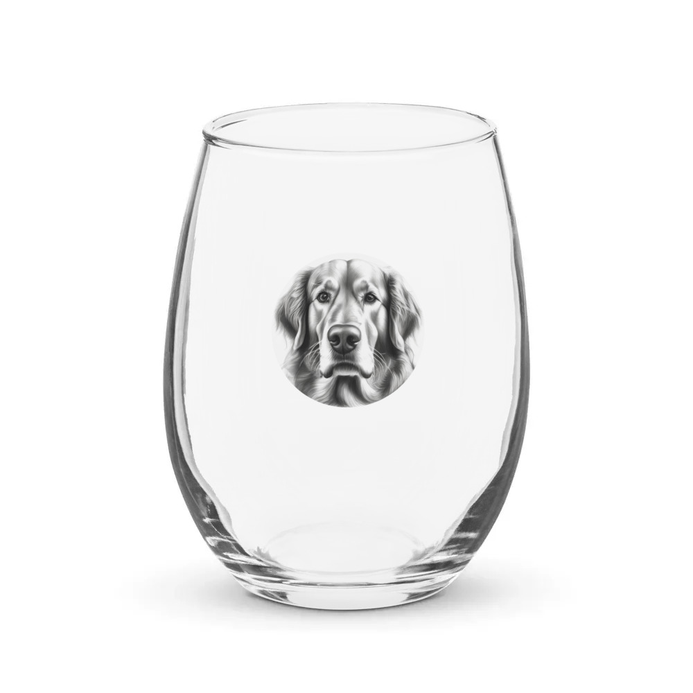 PugMug Custom Golden Retriever Stemless Wine Glass