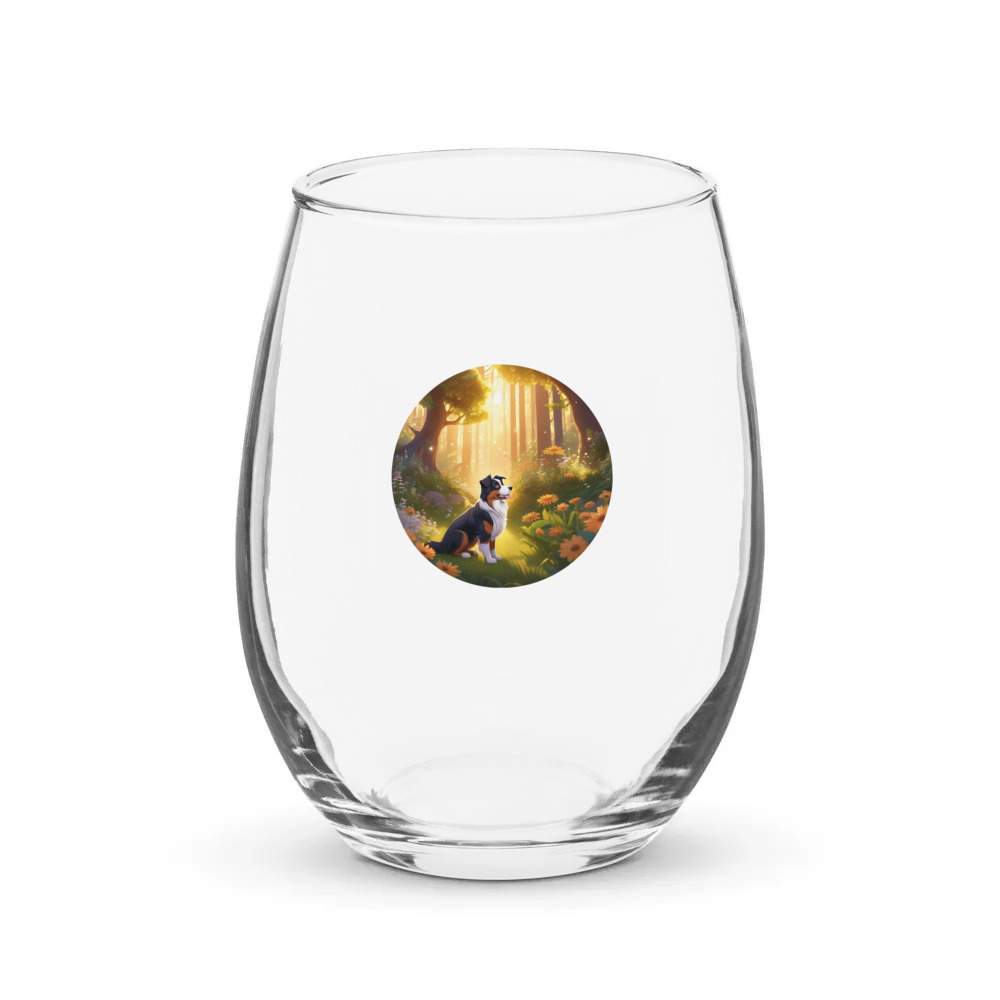 PugMug Custom Australian Shepherd Dog Stemless Wine Glass