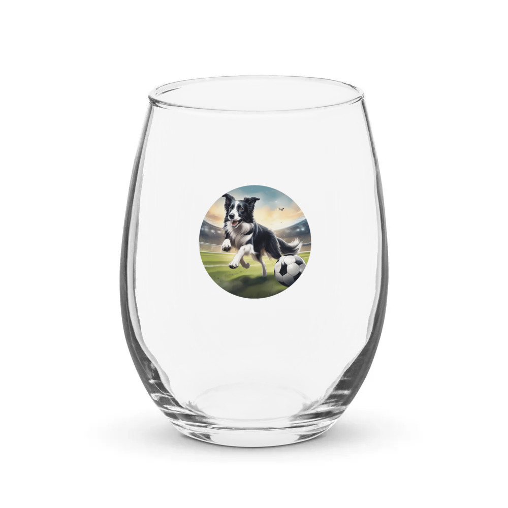 PugMug Custom Border Collie Stemless Wine Glass