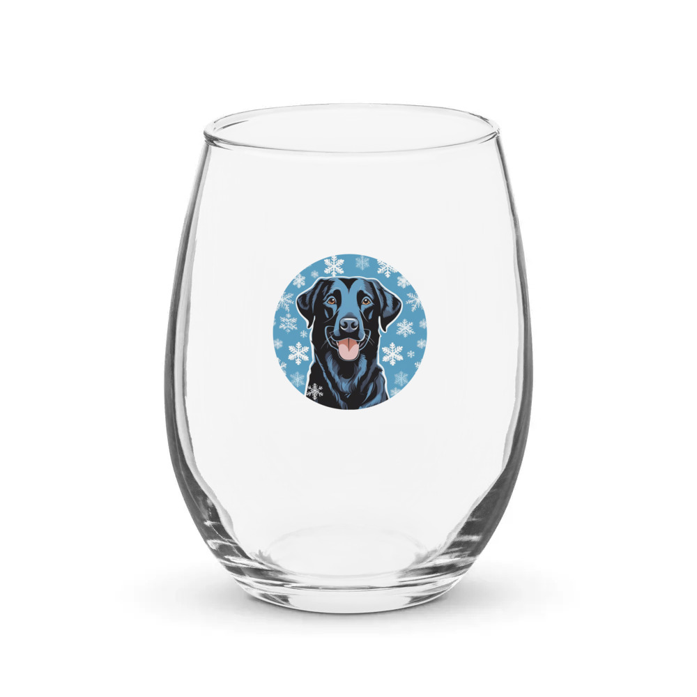 PugMug Custom Black Labrador Retriever Stemless Wine Glass