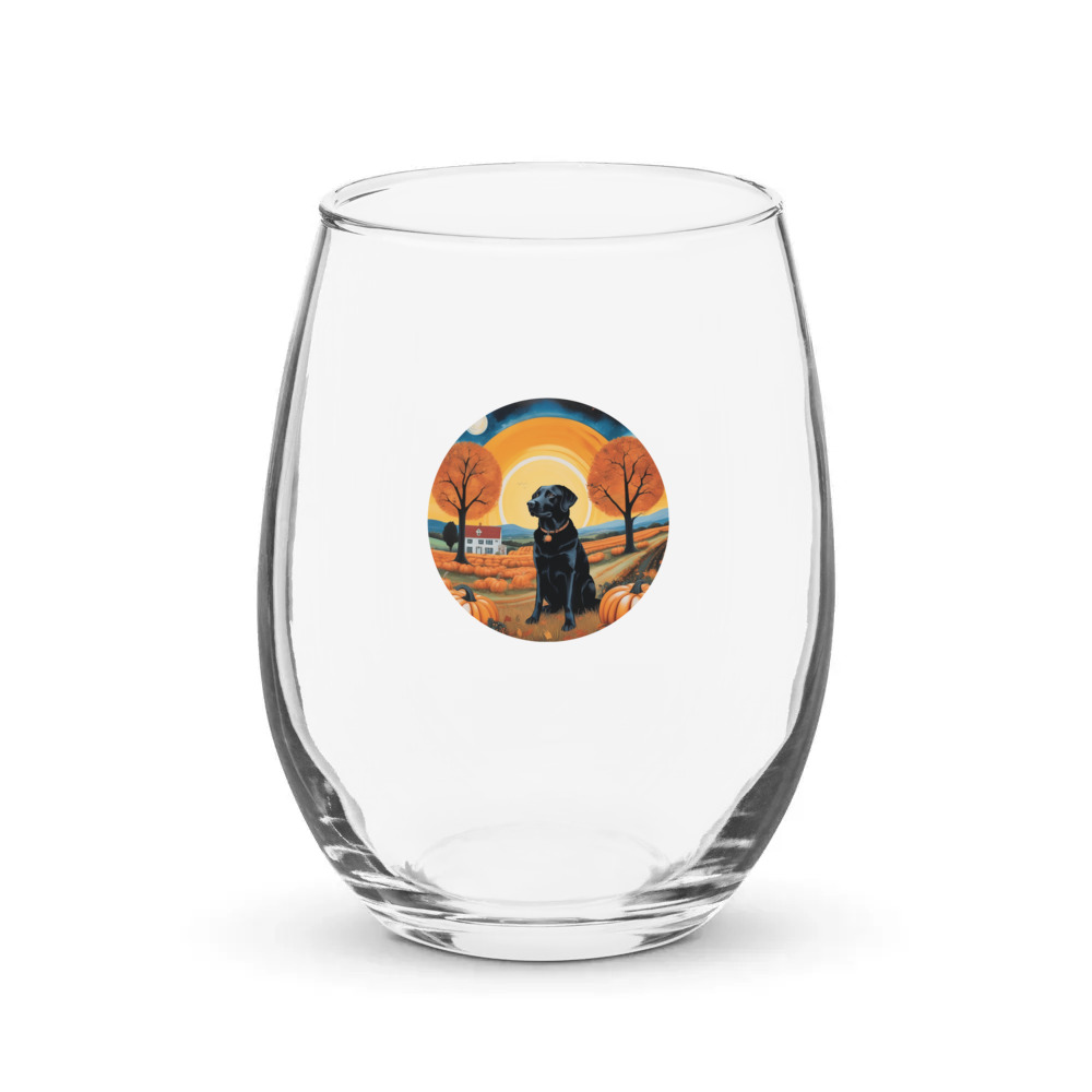 PugMug Custom Black Labrador Retriever Stemless Wine Glass
