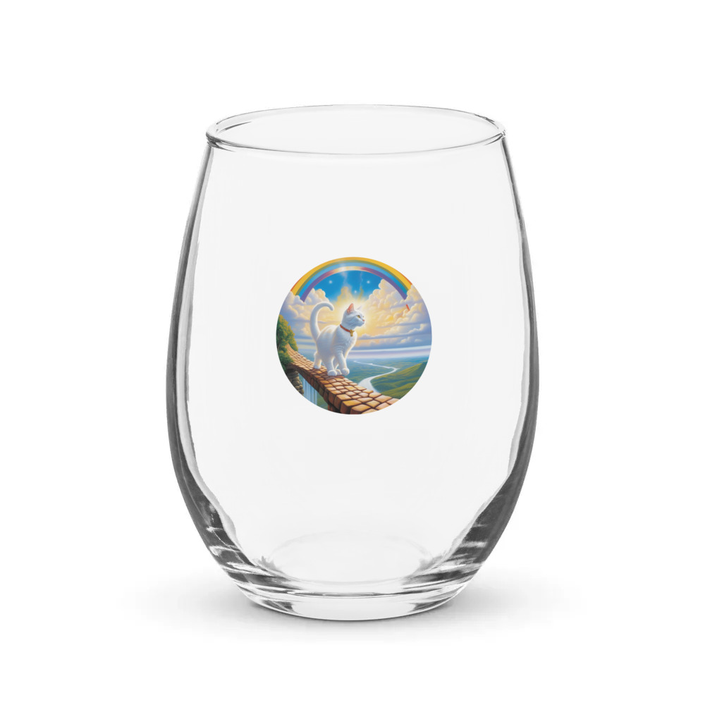 PugMug Custom White Companion Cat Stemless Wine Glass