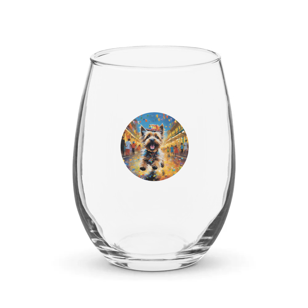 PugMug Custom Cairn Terrier Stemless Wine Glass