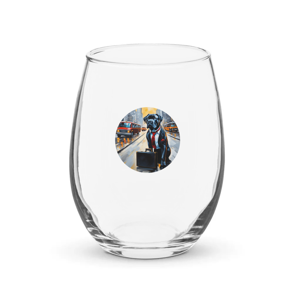 PugMug Custom Cane Corso Stemless Wine Glass