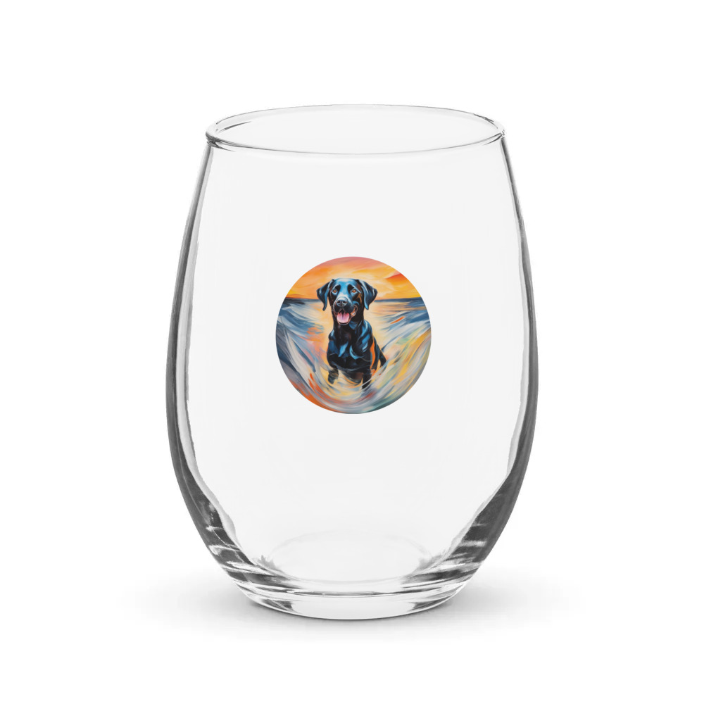 PugMug Custom Black Labrador Retriever Stemless Wine Glass