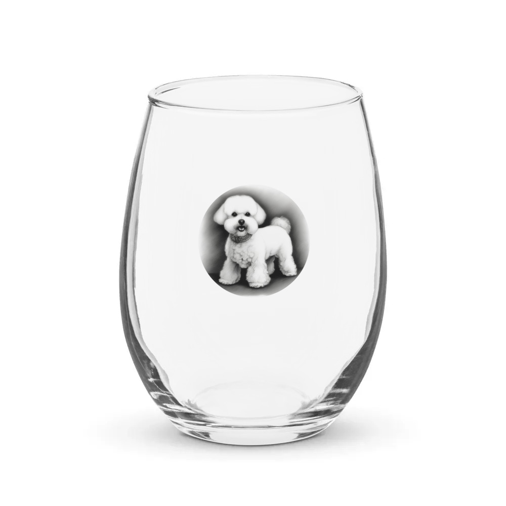PugMug Custom Bichons Frise Stemless Wine Glass