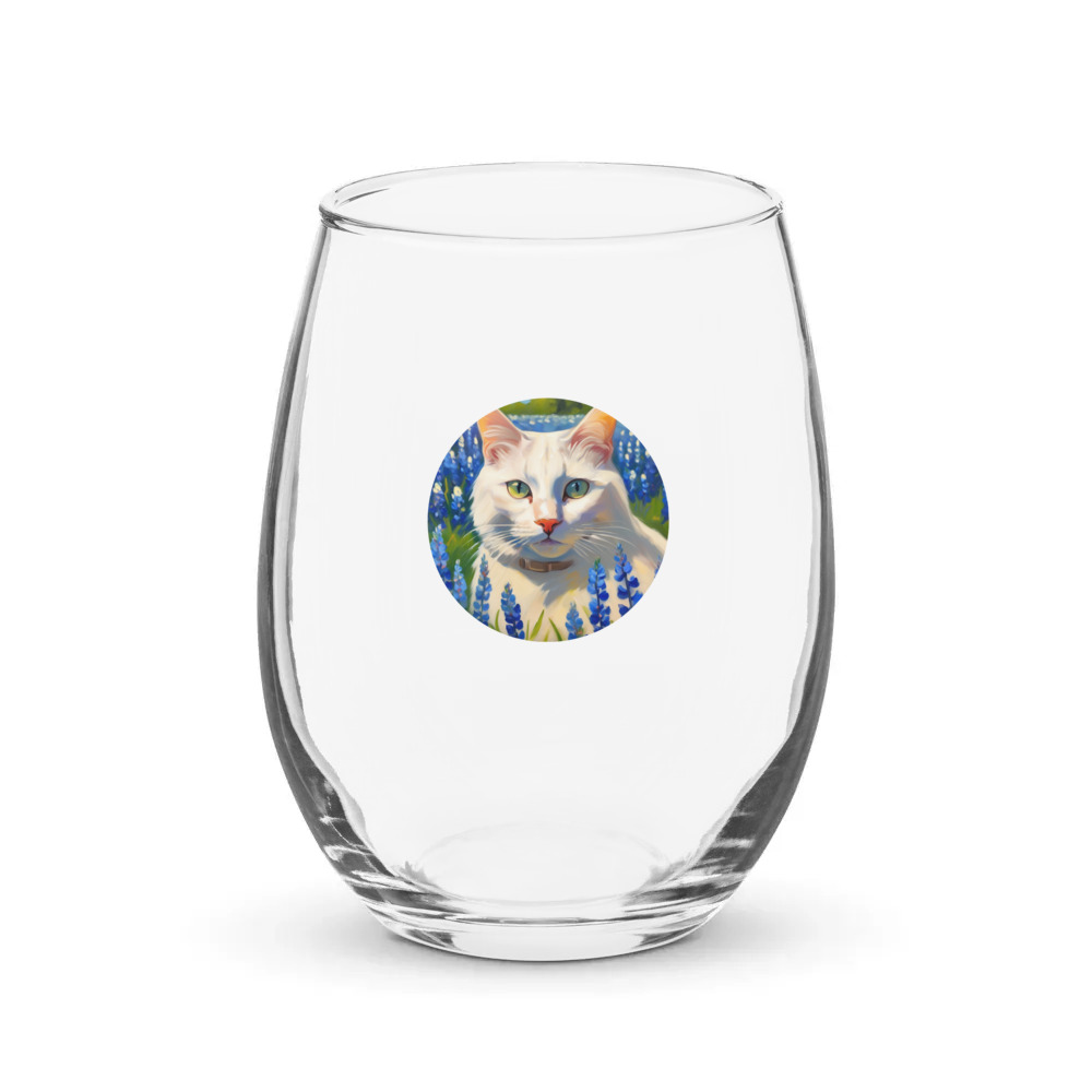 PugMug Custom White Companion Cat Stemless Wine Glass