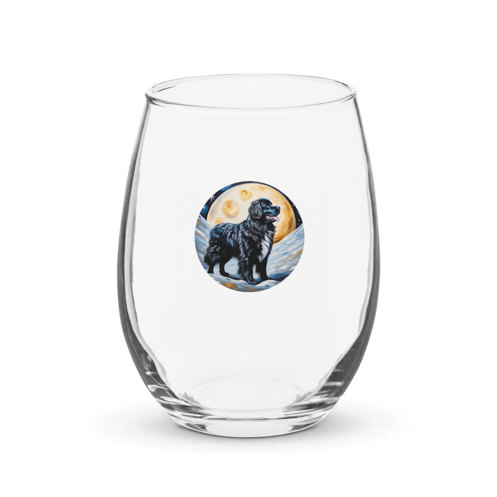 PugMug Custom Newfoundland Stemless Wine Glass