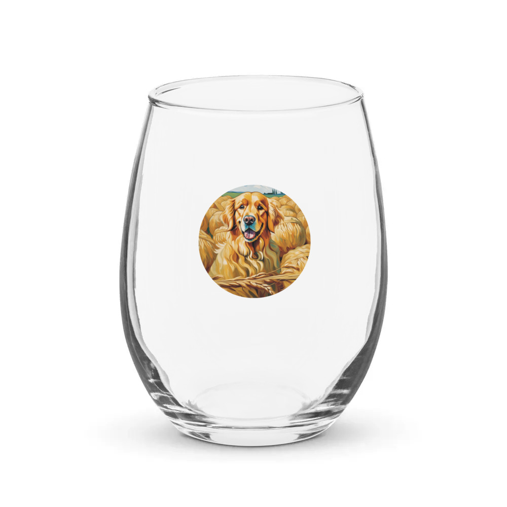 PugMug Custom Golden Retriever Stemless Wine Glass
