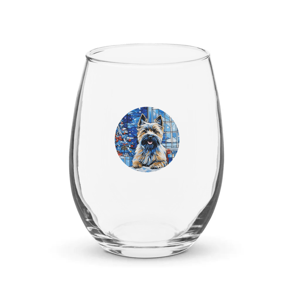 PugMug Custom Cairn Terrier Stemless Wine Glass