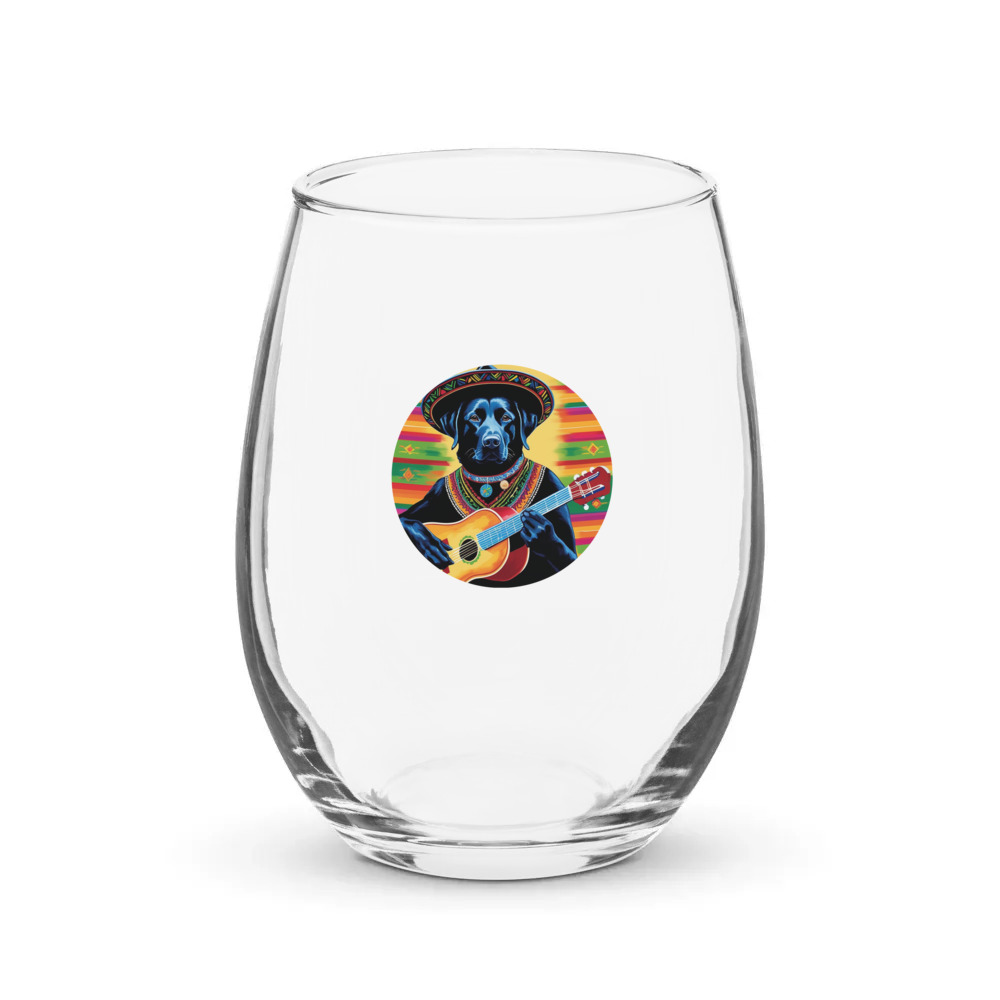 PugMug Custom Black Labrador Retriever Stemless Wine Glass