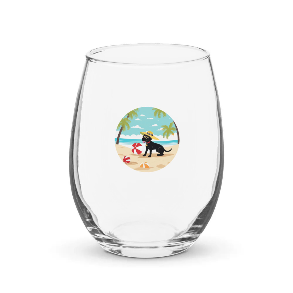 PugMug Custom Black Labrador Retriever Stemless Wine Glass