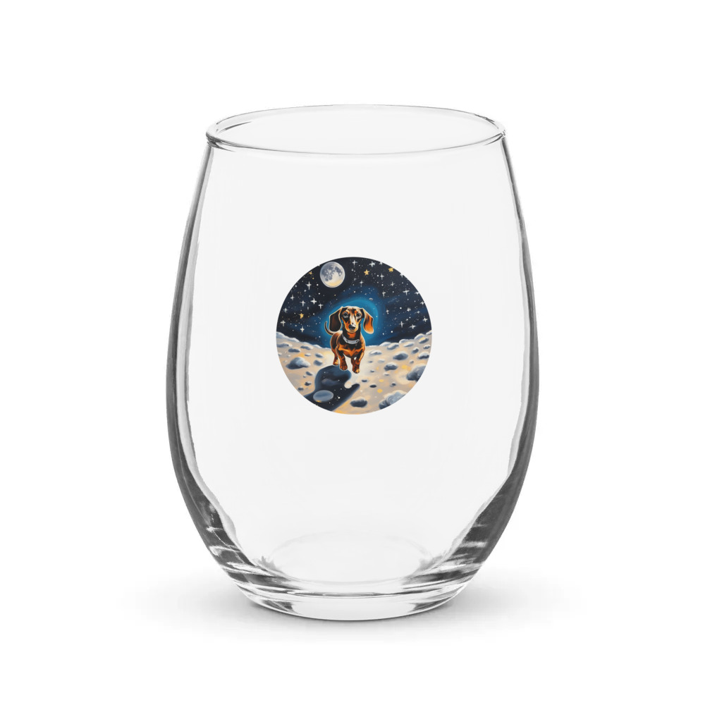 PugMug Custom Tan Dachshund Stemless Wine Glass