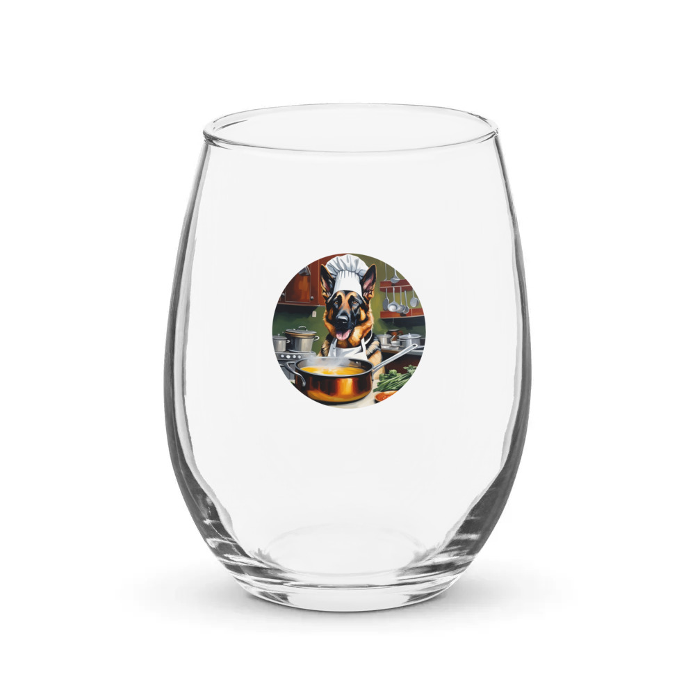 PugMug Custom German Shepherd Dog Stemless Wine Glass