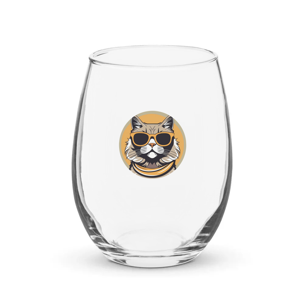 PugMug Custom Tabby Persian Cat Stemless Wine Glass