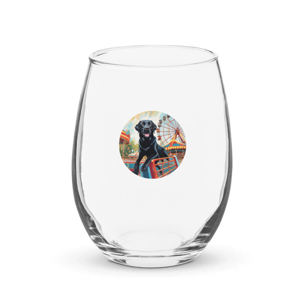 PugMug Custom Black Labrador Retriever Stemless Wine Glass