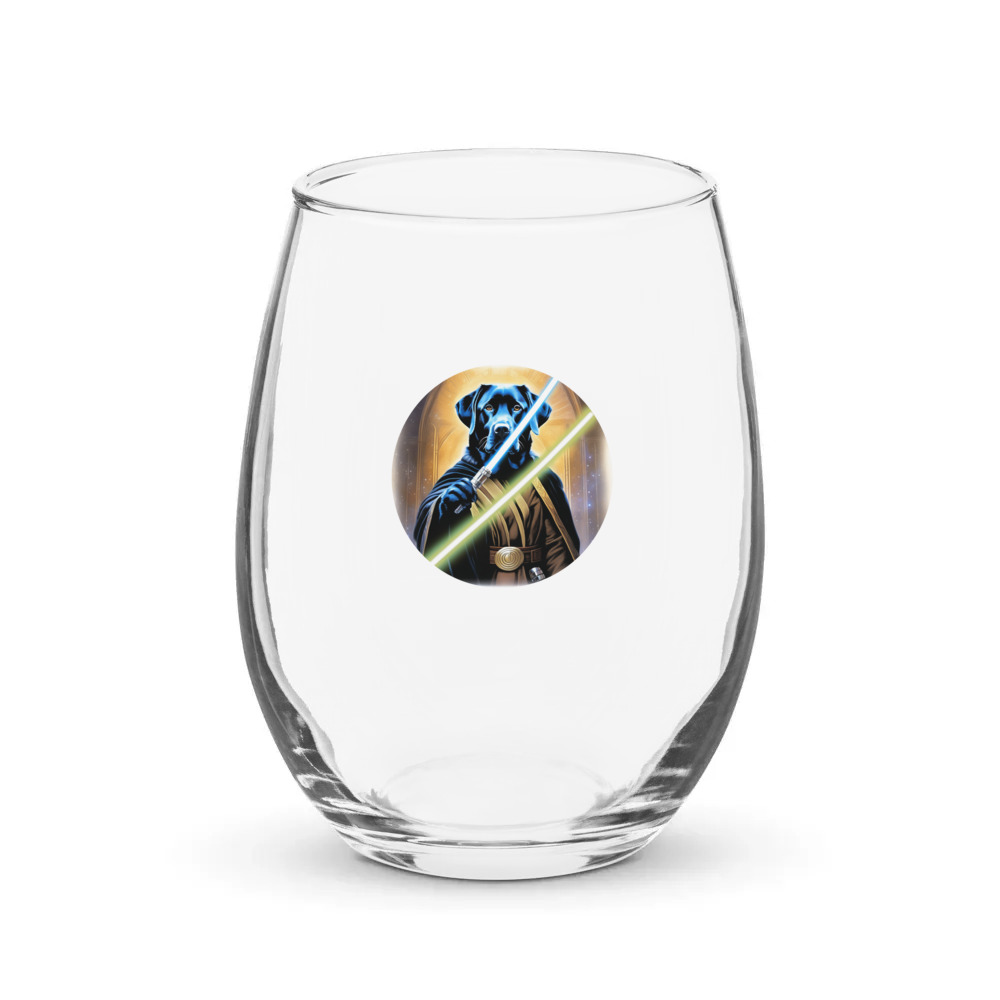 PugMug Custom Black Labrador Retriever Stemless Wine Glass